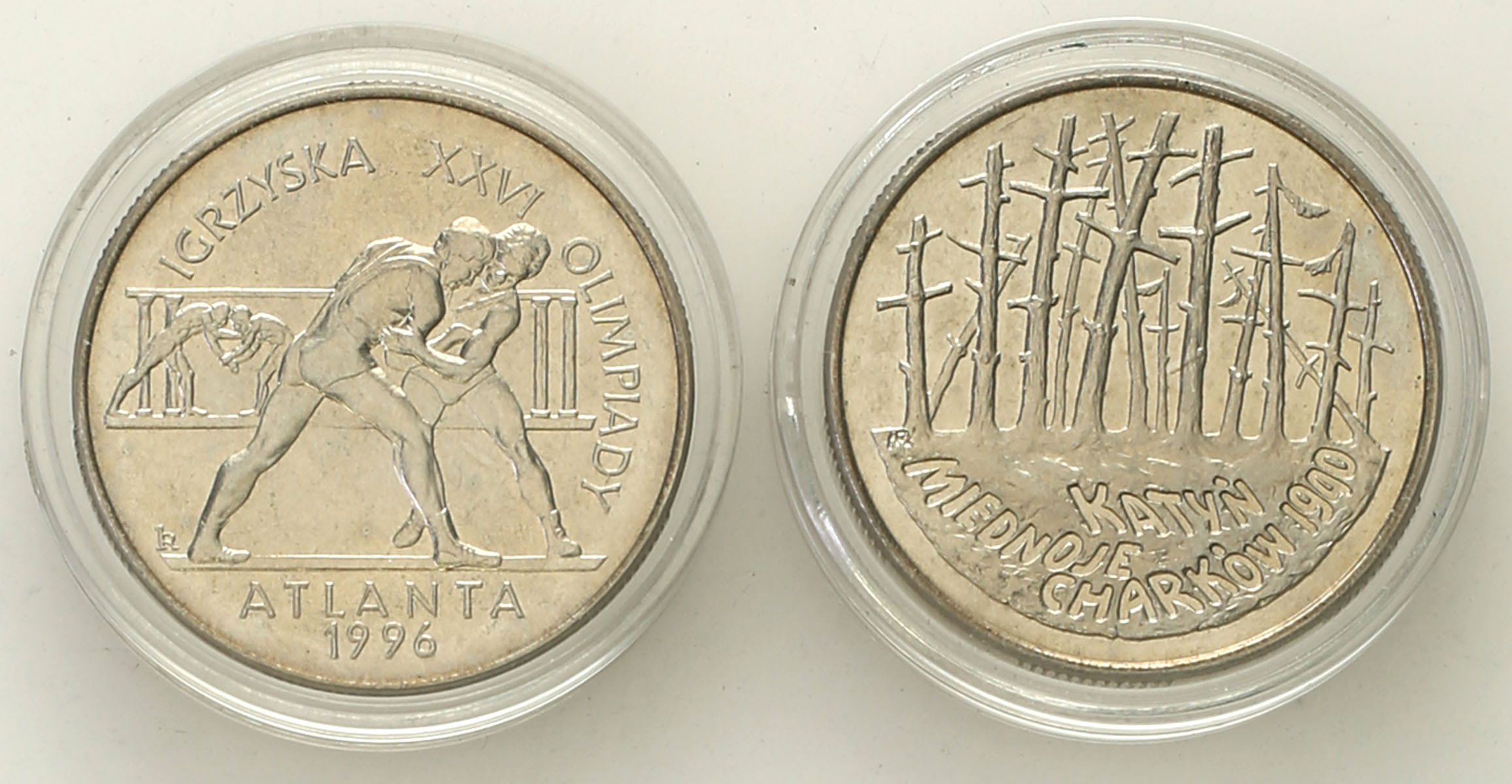 III RP.  2 złote 1995 Katyń i Igrzyska XXVI Olimpiady, zestaw 2 monet